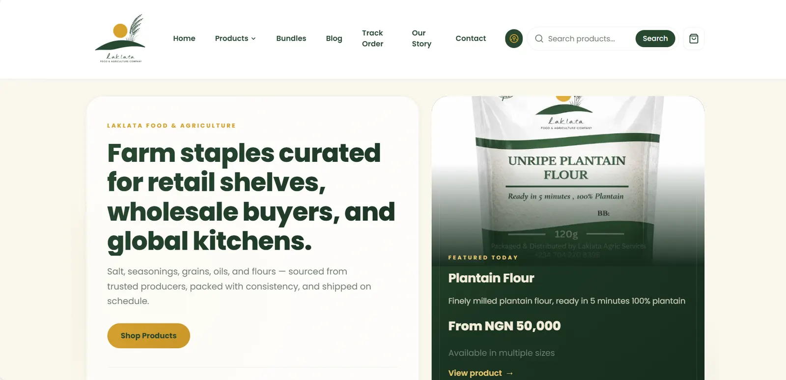 Laklata farm ecommerce storefront