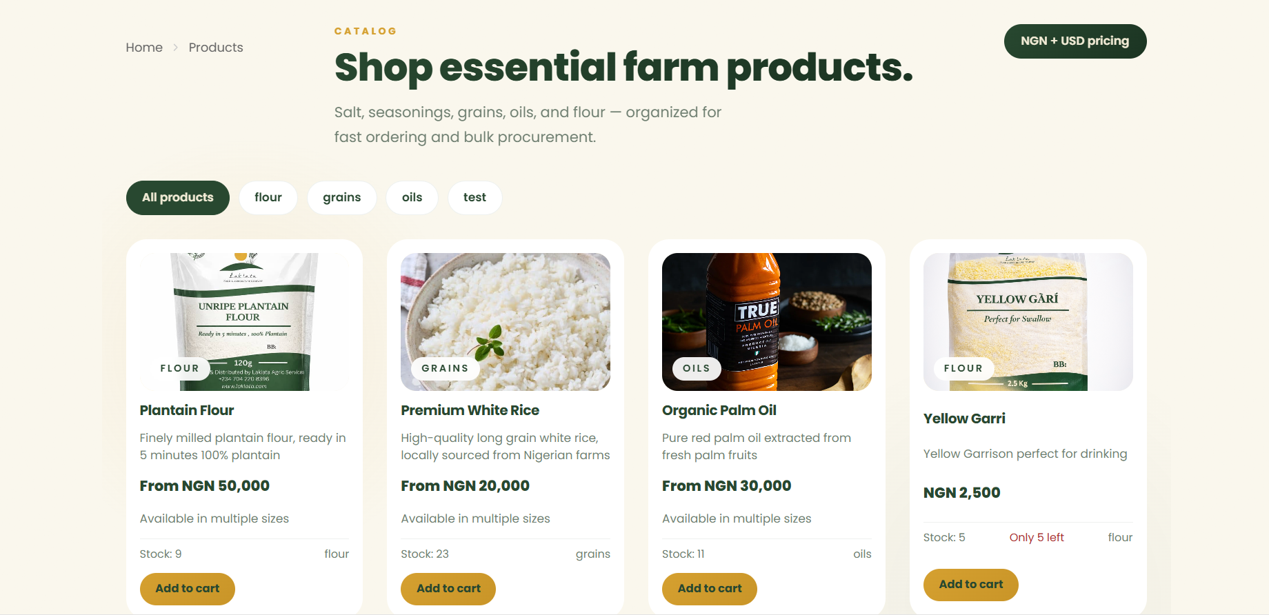 Laklata farm product page